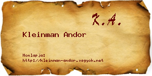 Kleinman Andor névjegykártya